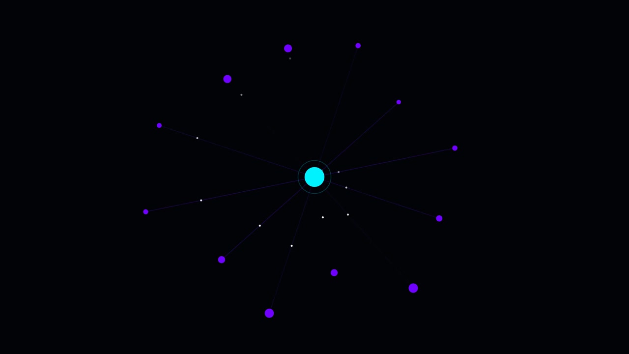 Grafica in movimento astratta di nodi connessi e punti dati