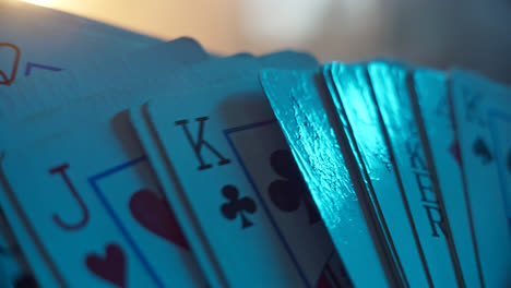 close-up of a stack of playing cards