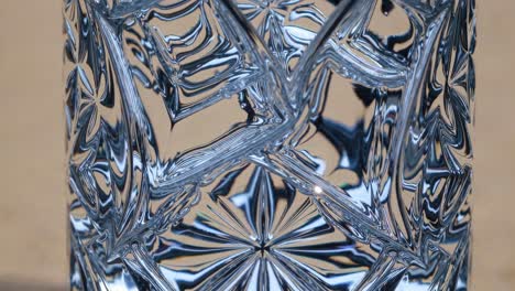 close-up of etched crystal glass