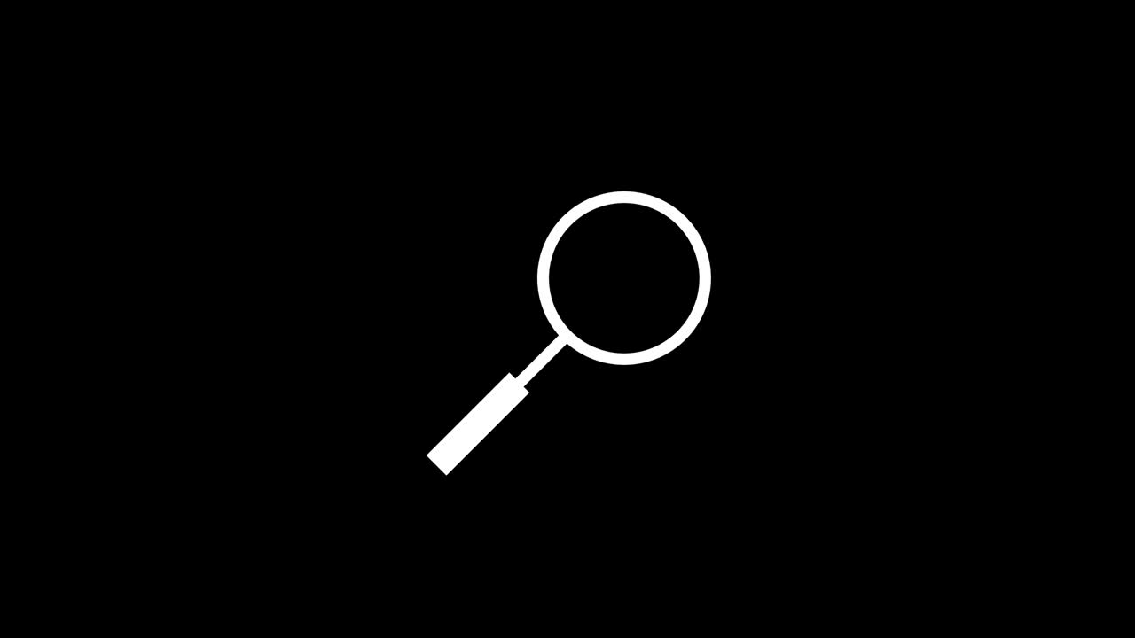 4k Search Icon, Magnifier Glass, line icon motion graphic animation with magnifying glass.
