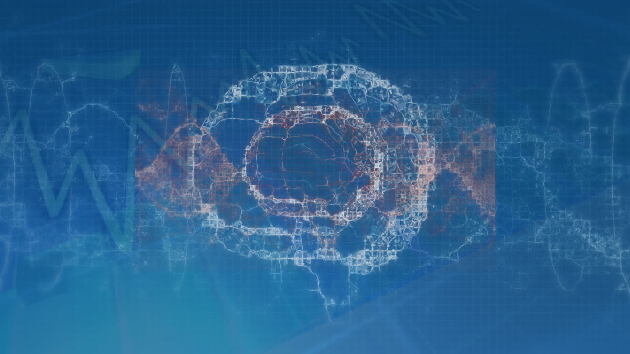 Animation of digital brain over graph