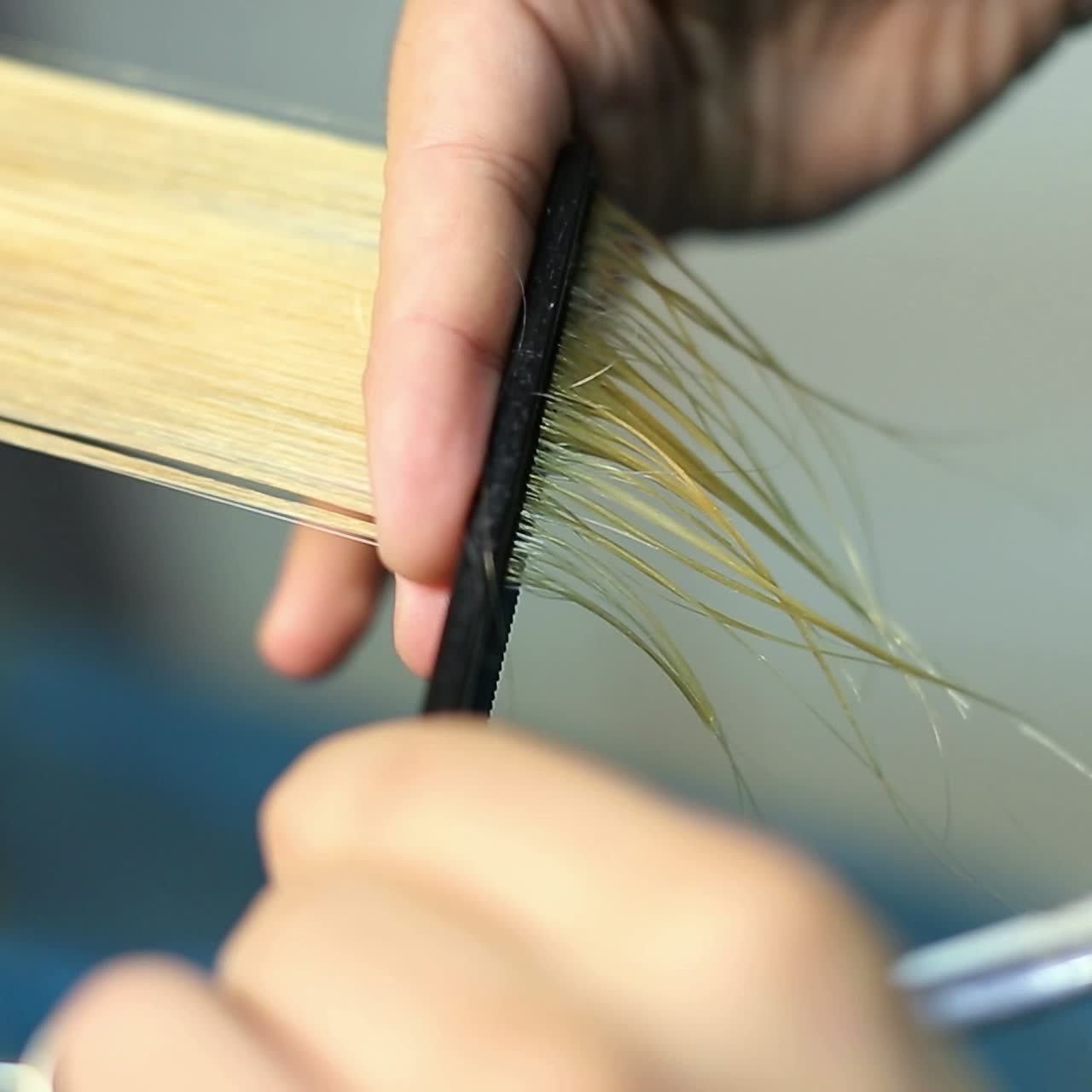 Hair cutting in beauty salon