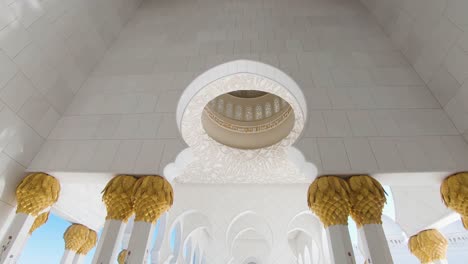 slow downwards pan depicting the gallery inside the sheikh zayed mosque