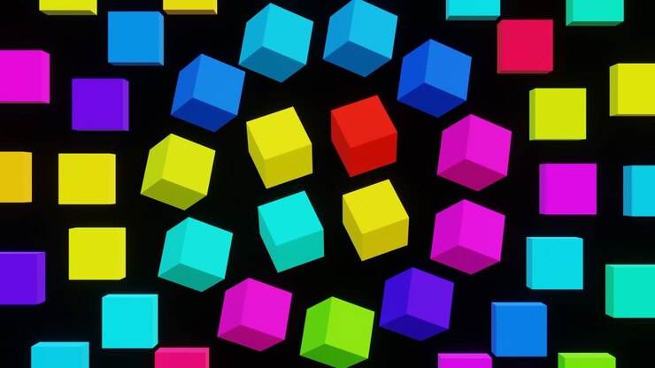 VJ Loop Cubi multicolori rotanti