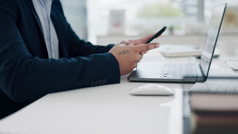 Hands,-workspace-and-a-phone-of-a-person