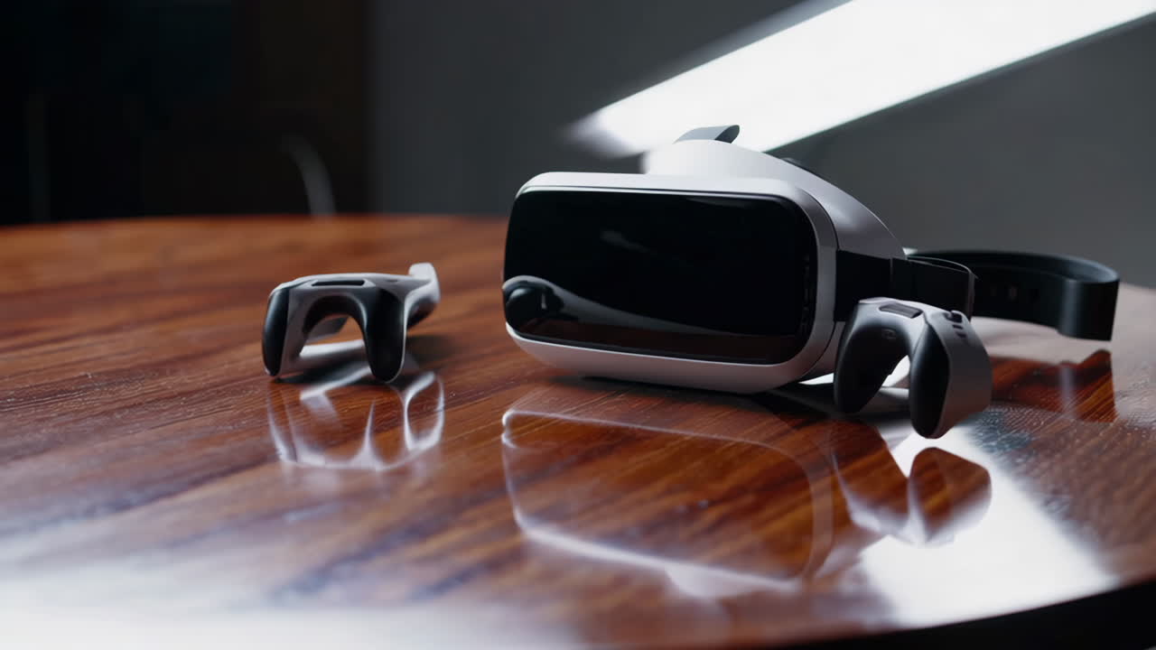 VR Headset on a Wooden Table