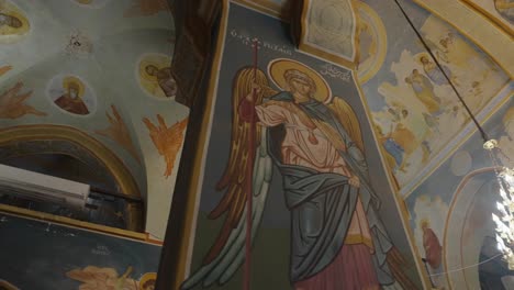 Art-pillars,-frescos-in-Greek-Orthodox-Church-of-Annunciation-Nazareth