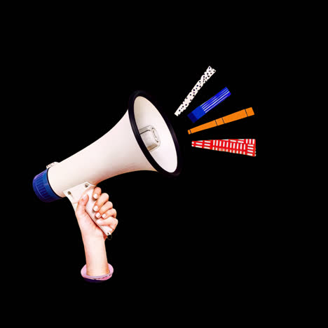 creative communication with megaphone animation isolated asset, transparent 4k video, alpha channel