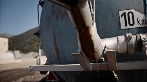 water dripping from a slurry trailer