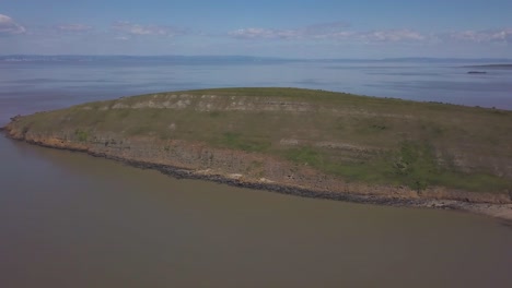 aerial view of brean down hill and beach in burnham on sea somerset england.