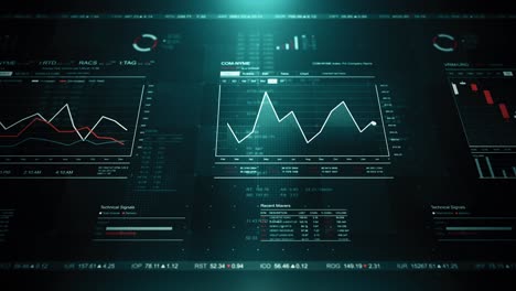 abstract technology background with stock market information. seamless loop.