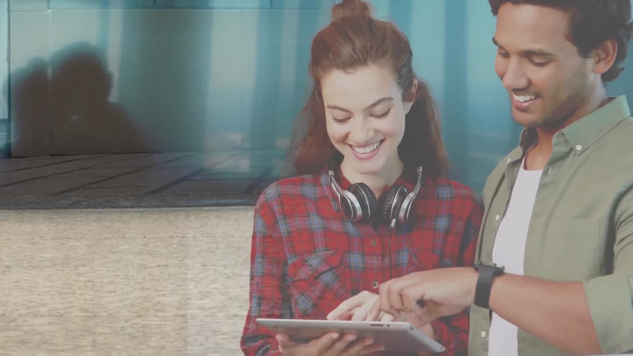 animación de diversas personas de negocios en la oficina sobre el paisaje urbano