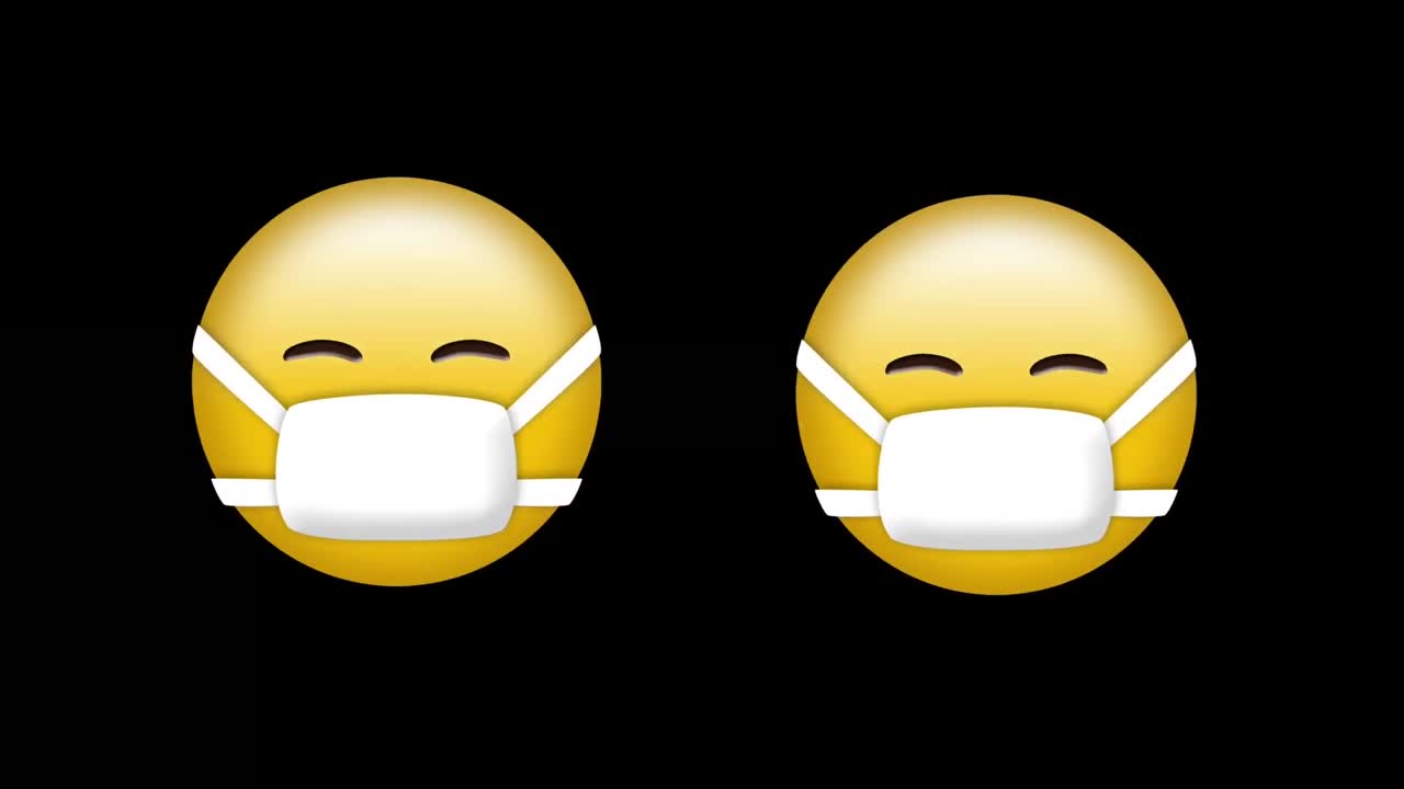 검은색 배경에 두 개의 이모지 아이콘의 애니메이션
