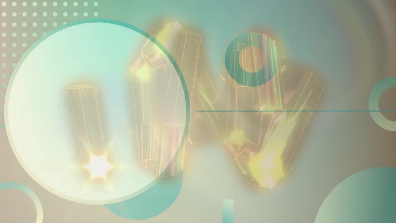 녹색 배경에 움직이는 모양과 빛의 반점의 애니메이션