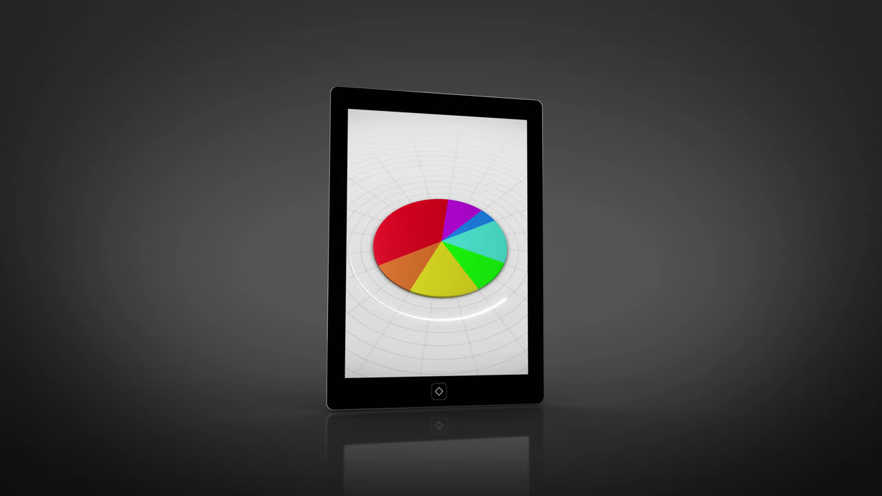 montaje de gráficos de negocios mostrado en la pantalla de la tableta