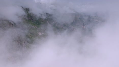 cloudy sunrise over colca valley seen from drone