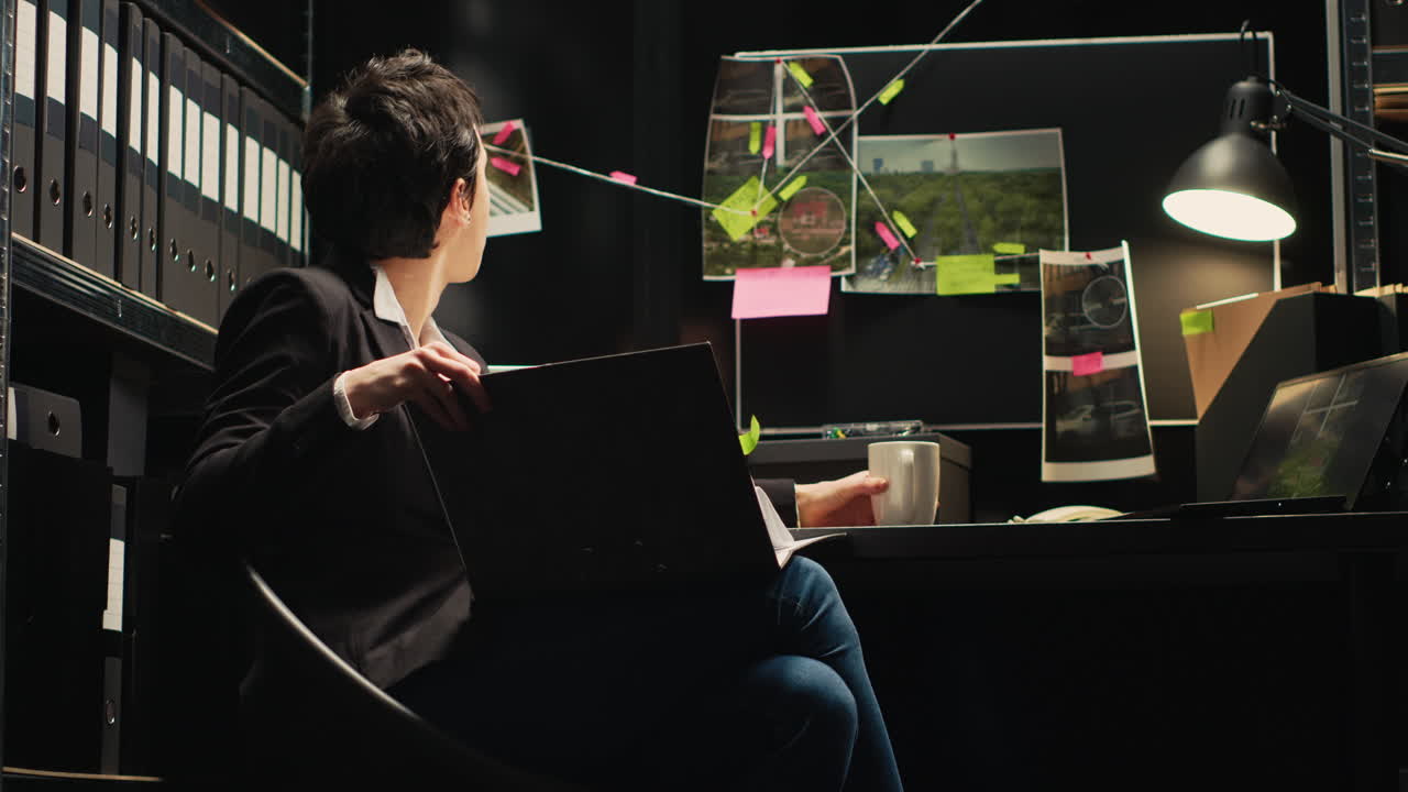 Detective at Work in Dark Office