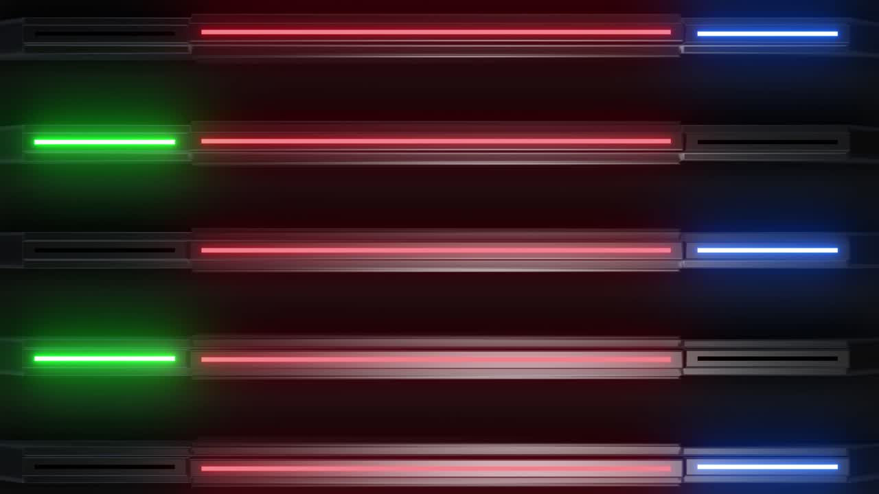 Barre di luce neon su sfondo scuro