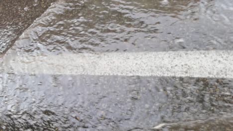 city rain. big puddle. oudside view. autumn danger. automobile wet travel
