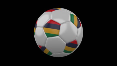 pelota de fútbol con bandera mauricio bucle 4k con alfa