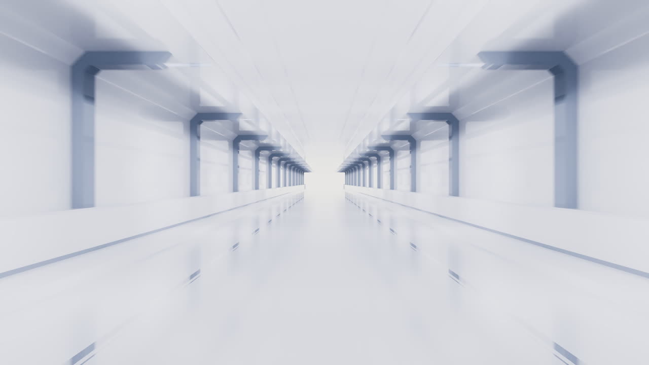 White empty tunnel, futuristic tunnel, 3d rendering.