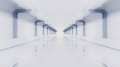 white empty tunnel, futuristic tunnel, 3d rendering.