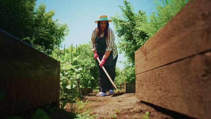 Woman working in a garden