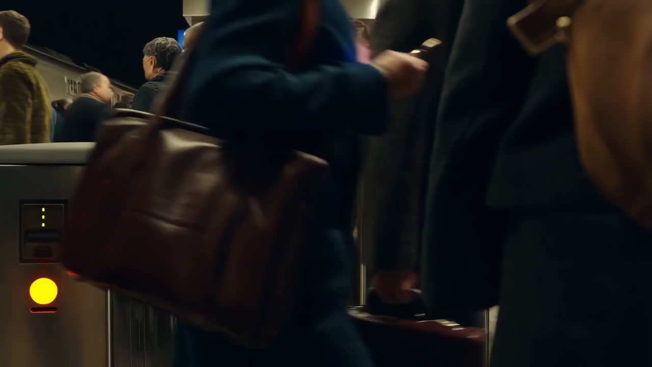 People moving through a public transport station