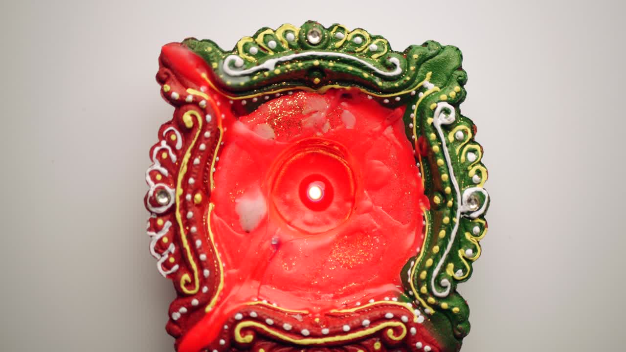 Closeup of Diya wax candles for Diwali festival party celebration event