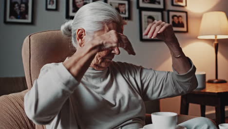 elderly woman experiencing distress