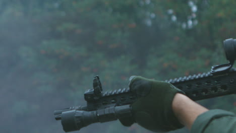 a police swat team office fires a rifle at a target range in super slow motion 1