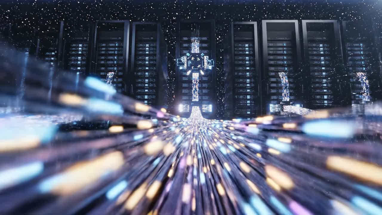 Futuristic Data Center and Server Room