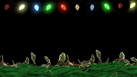 christmas holly wreath with lights