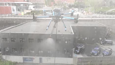 Window-cleaning-drone-in-Bergen,-Norway-|-Drone-work-|-Future-|-Futuristic