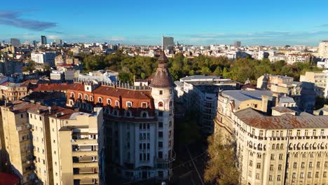 drone view over the bulandra theatre, izvor district, bucharest, romania