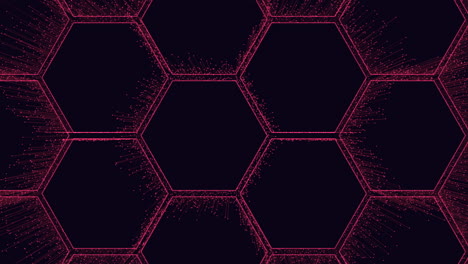 symmetrical red line hexagons on black background