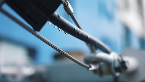 close-up of wet industrial cable