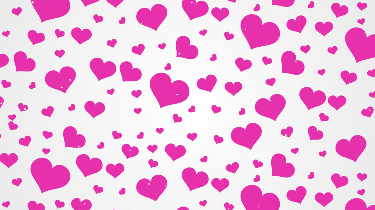 Animación 4k de fondo en bucle con corazones rosas de San Valentín y boda