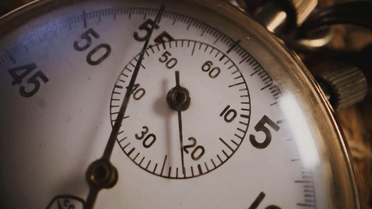 A close-up of a vintage stopwatch
