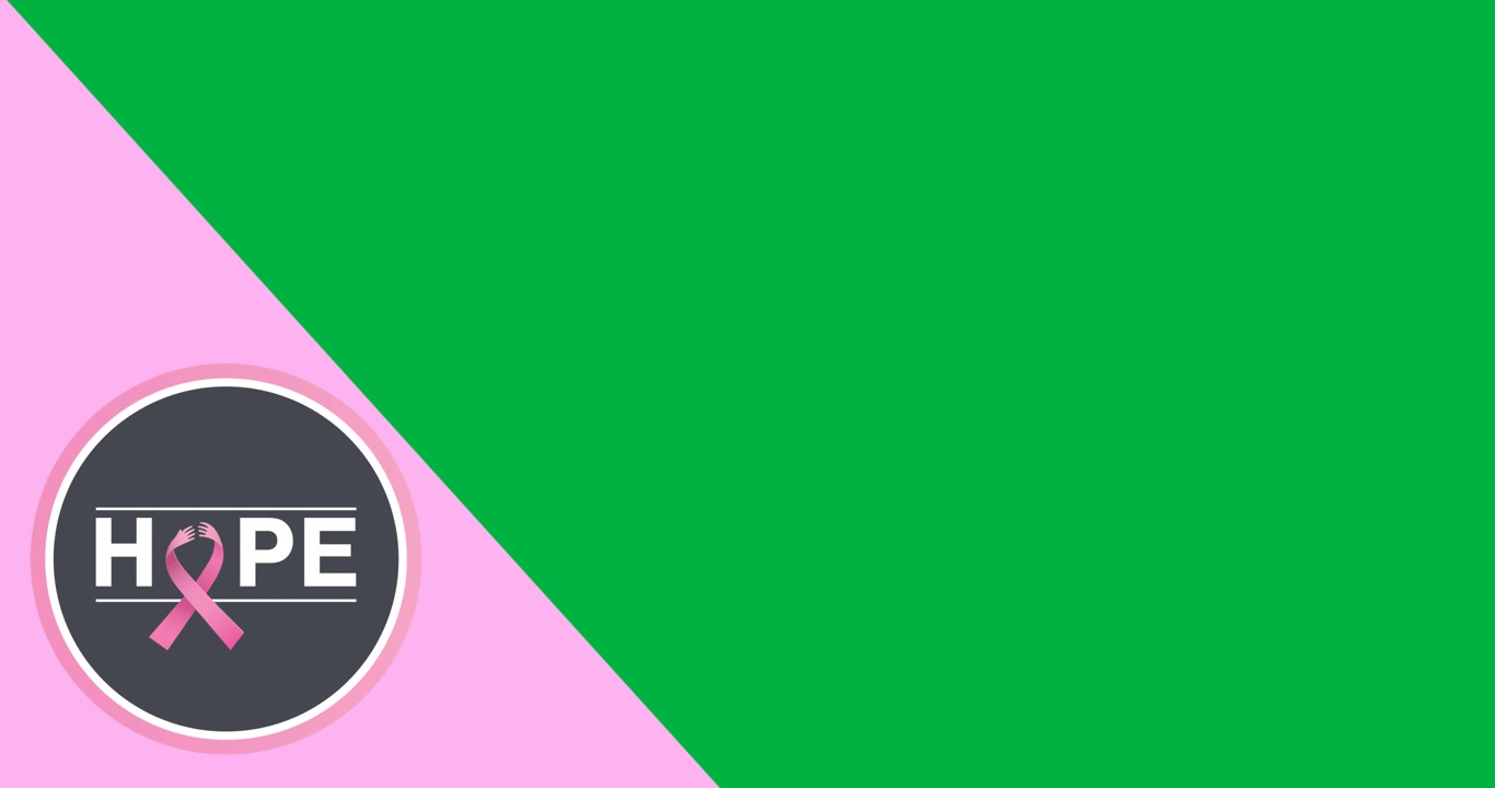 Testo Speranza con icona del nastro rosa su banner rotondo sopra un banner rosa su sfondo nero