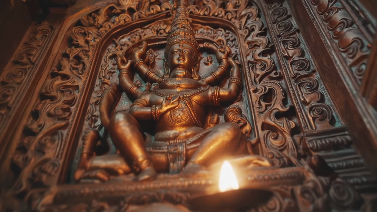 Intricate Carving of a Hindu Deity