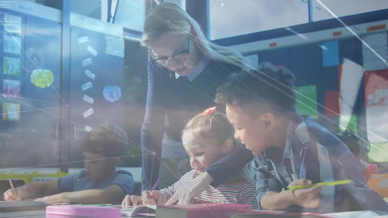 animación de la red de conexiones entre maestros y escolares