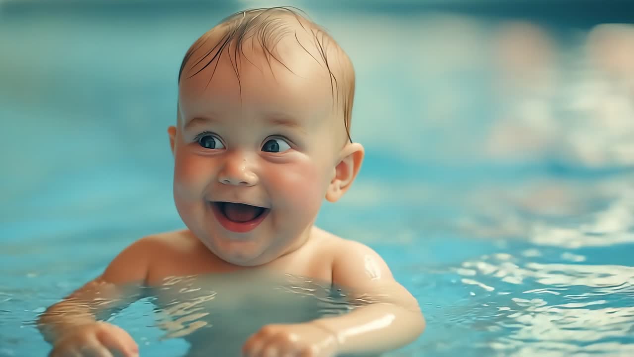 Baby Swimming in a Pool