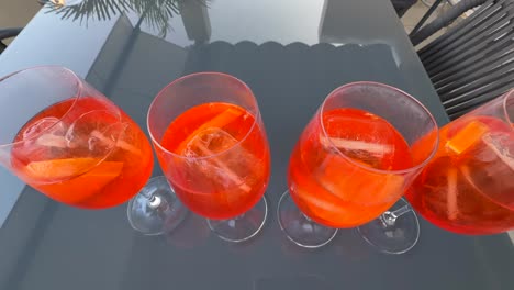 aperol spritz cocktails on a patio
