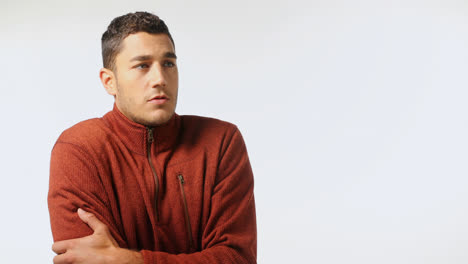 man in sweatshirt feeling cold 4k 4k
