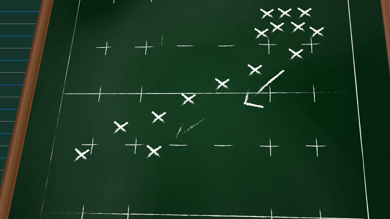 диаграмма футбольной стратегии анимация на зеленом фоне доски