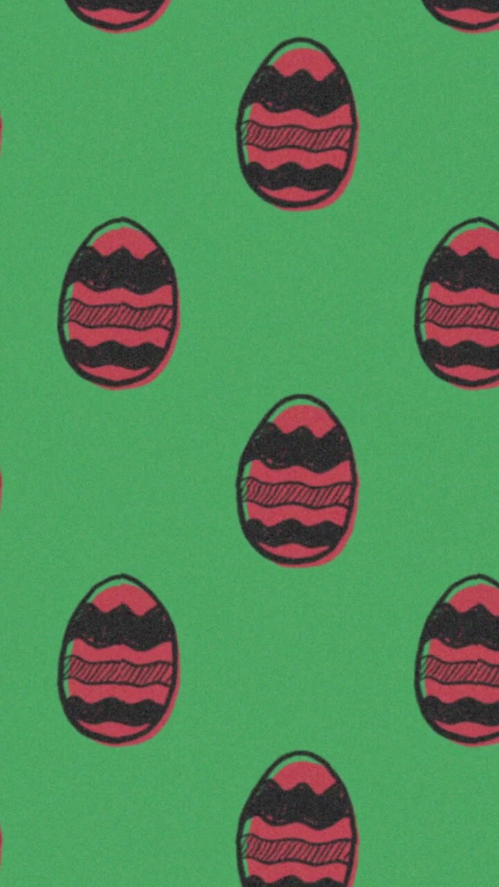 Vertical video: On viewport scroll tiled red hand-drawn egg motifs shifting upward to reveal rows