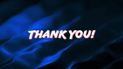 animación del texto de agradecimiento sobre un fondo líquido azul