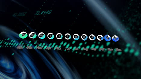 animation of digital data processing over network of connections and light trails