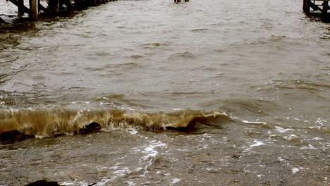 waves hitting the harbor of rantum, sylt